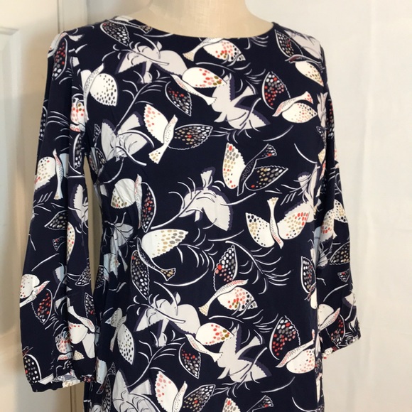 NWT XS Old Navy Blue & White Bird Blouse Dress - Picture 2 of 8